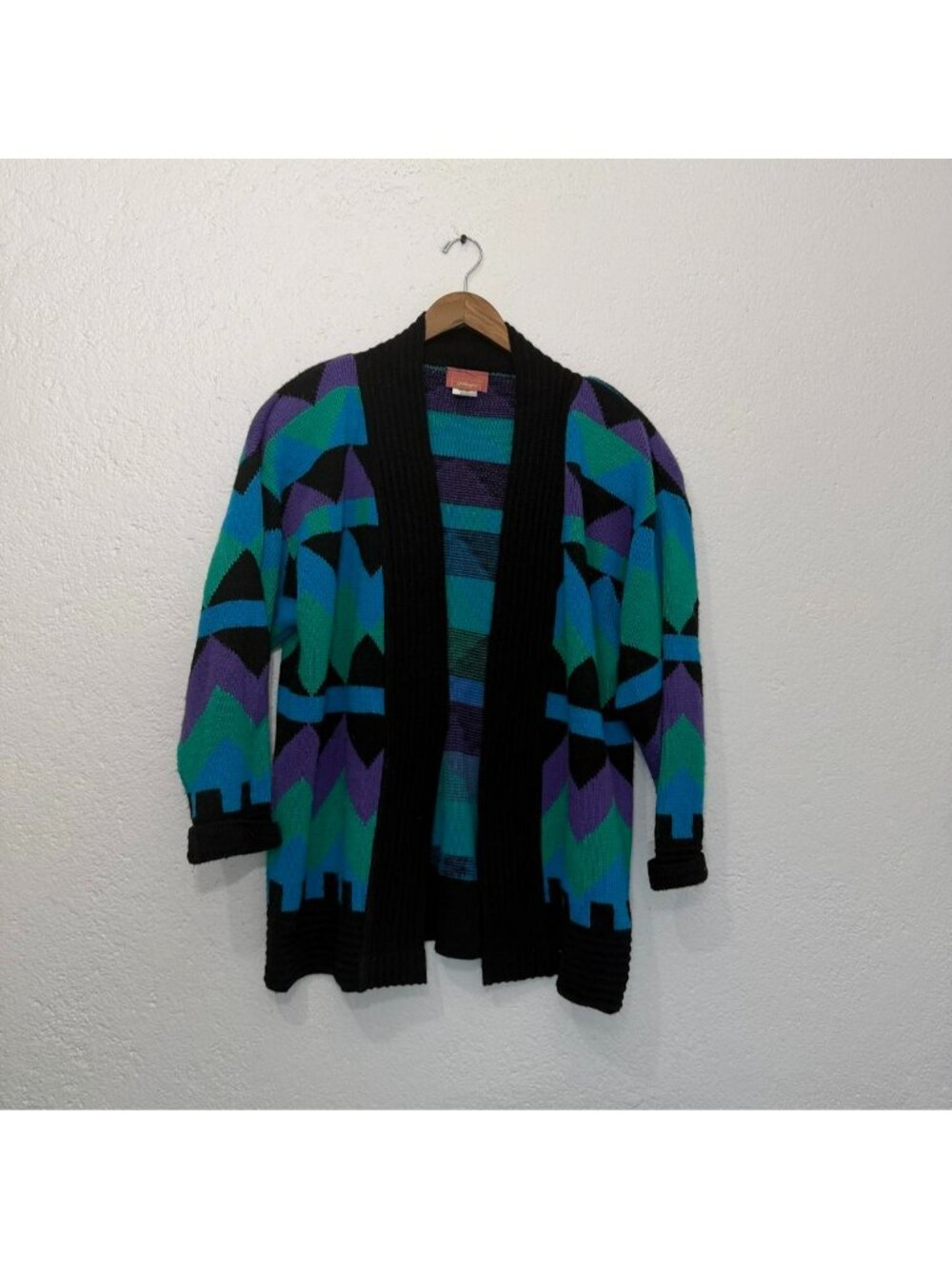 Vintage 90s geometric patterned cardigan sweater Size M